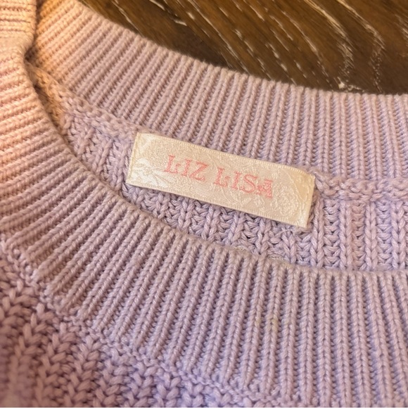 Liz Lisa Cropped Cold Shoulder Butterfly Lilac Sweater - Picture 5 of 7